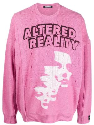 Raf Simons graphic-intarsia knit merino jumper - Pink