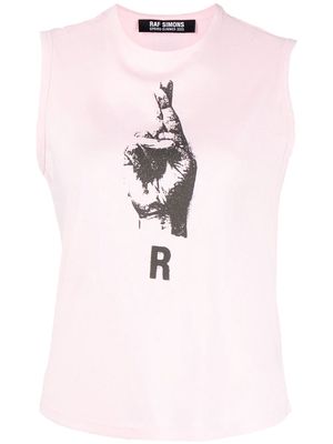 Raf Simons hand-print cotton tank top - Pink