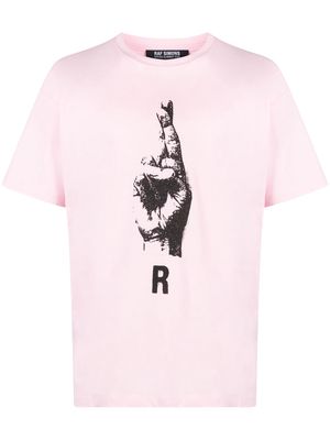 Raf Simons hand sign short-sleeve T-shirt - Pink