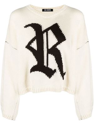 Raf Simons intarsia-logo wool jumper - White