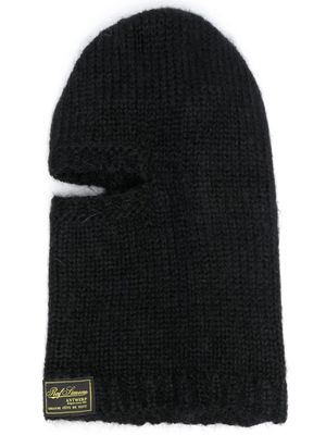 Raf Simons knitted logo-patch balaclava hat - Black