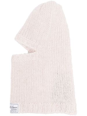 Raf Simons knitted logo-patch balaclava hat - Pink