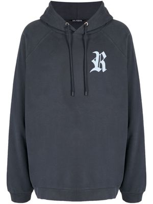 Raf Simons logo-embroidered cotton hoodie - Blue