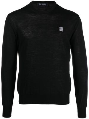 Raf Simons logo-embroidered fine-knit merino jumper - Black