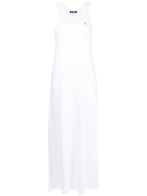 Raf Simons logo-embroidered sleeveless dress - White
