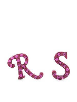 Raf Simons logo-lettering stud earrings - Pink
