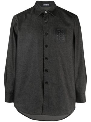 Raf Simons logo-patch button-up shirt - Black