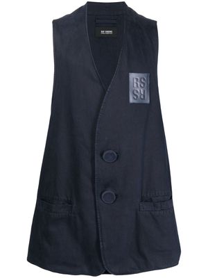 Raf Simons logo-patch button-up sleeveless jacket - Blue