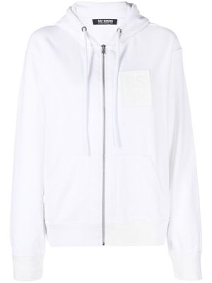 Raf Simons logo-patch cotton hoodie - White