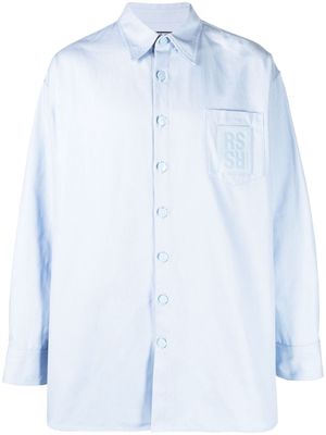 Raf Simons logo-patch cotton overshirt - Blue