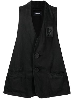 Raf Simons logo-patch cotton vest jacket - Black