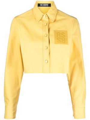 Raf Simons logo-patch cropped jacket - Yellow
