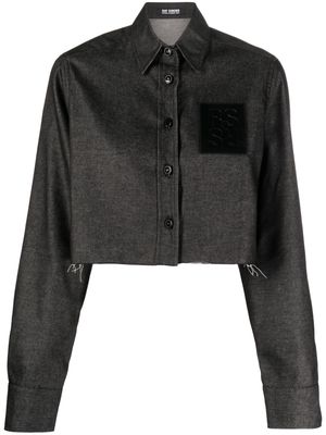 Raf Simons logo-patch cropped shirt - Black