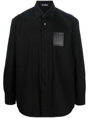 Raf Simons logo-patch denim overshirt - Black