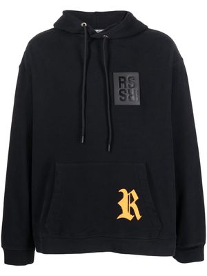 Raf Simons logo-patch distressed cotton hoodie - Black