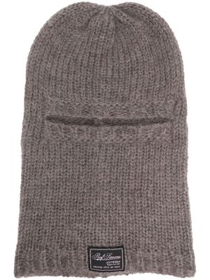 Raf Simons logo-patch knitted balaclava - Grey