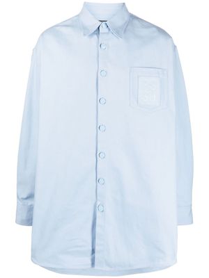 Raf Simons logo-patch long-sleeve shirt - Blue