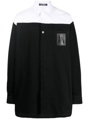 Raf Simons logo-patch panelled shirt - Black