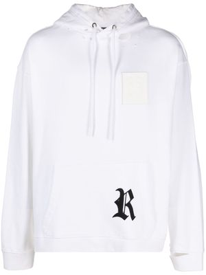 Raf Simons logo patch ripped hoodie - White