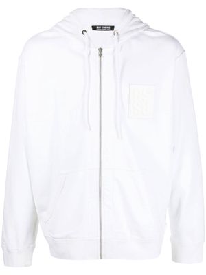 Raf Simons logo-patch zip-up hoodie - White