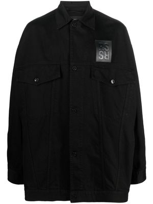 Raf Simons logo-print denim jacket - Black