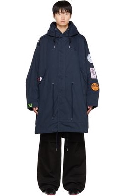 Raf Simons Navy Fred Perry Edition Patch Coat