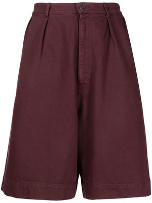 Raf Simons pleat-detail cotton Bermuda shorts - Purple