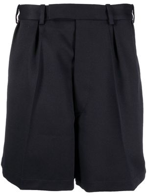 Raf Simons pleated wide-fit mini shorts - Blue