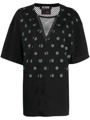 Raf Simons polka-dot mesh-panel T-shirt - Black