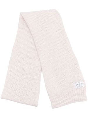 Raf Simons ribbed-knit logo-patch scarf - Pink