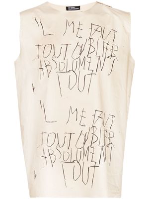 Raf Simons sketch-print cotton vest top - Brown