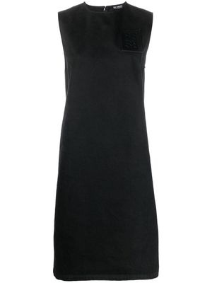 Raf Simons sleeveless logo-patch shift dress - Black