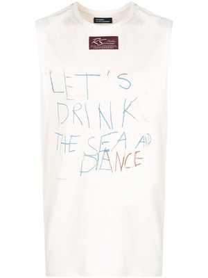 Raf Simons slogan-print cotton vest - Neutrals