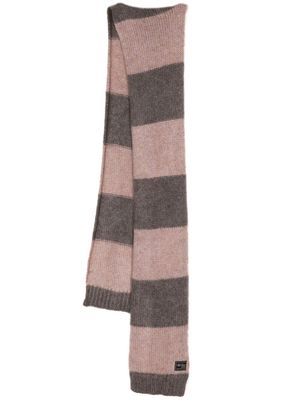Raf Simons stripe-print knit scarf - Brown