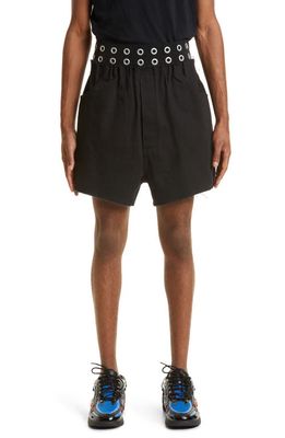 Raf Simons Wide Denim Shorts in Black 0099