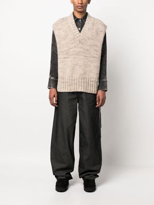 Raf Simons wide-leg cotton-blend trousers - Black