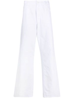 Raf Simons Wrokwear logo-patch wide-leg jeans - White