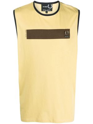 Raf Simons X Fred Perry brooch-detail cotton tank top - Yellow