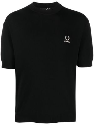 Raf Simons X Fred Perry embroidered-logo knitted top - Black