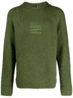 Raf Simons X Fred Perry slogan-embroidered wool-blend jumper - Green