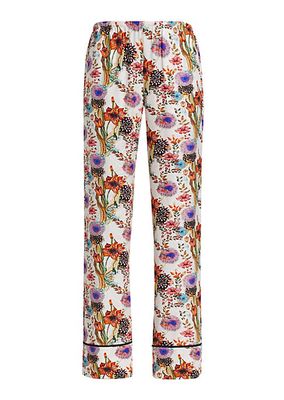 Rafa Floral-Print Jacquard Satin Pajama Pants