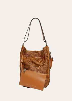 Raffia & Leather Bucket Bag
