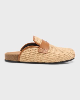 Raffia Penny Loafer Mules