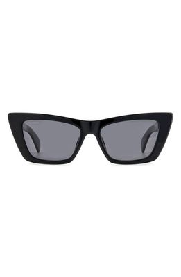 rag & bone 53mm Polarized Cat Eye Sunglasses in Black/Gray Polarized