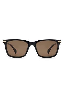 rag & bone 56mm Polarized Square Sunglasses in Black /Bronze Polar