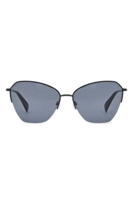 rag & bone 58mm Cat Eye Sunglasses in Matte Black/Grey