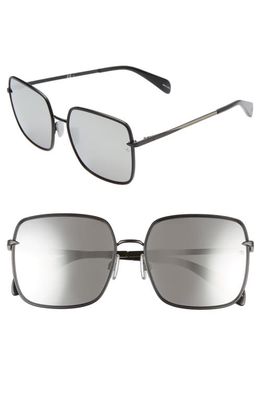 rag & bone 58mm Square Sunglasses in Black/Silver Mirror