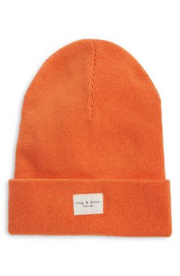 rag & bone Addison Logo Patch Wool Blend Beanie in Orange