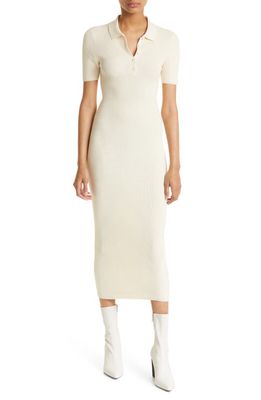 rag & bone Amy Ribbed Cotton Blend Polo Dress in Ivory