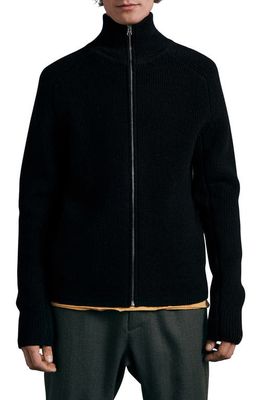 rag & bone Andrew Merino Wool Zip Sweater in Black
